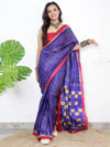 Saree Mall Women's Cotton Purple Printed Designer Saree With Blouse Piece-MINAXI7003