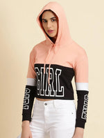 Women's Peach Colourblock Sweatshirt-AF-1751-Peach