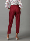 Women's Burgundy Solid Cigarette Trouser-AL-001-Burgundy