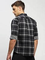 Men Grey Checked Shirt-CLEON-1803-Grey