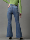 Women's Blue Solid Bootcut Denim Jeans-GZ-5244-3-Blue