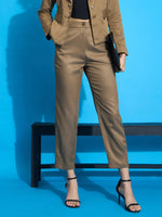 Women Brown Rayon Tencil Tapered Pants