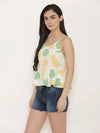 Cropped Peplum Top in Tropical Print