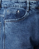 Retro Denim Jeans with 5 pockets-Blue-HBD25-30