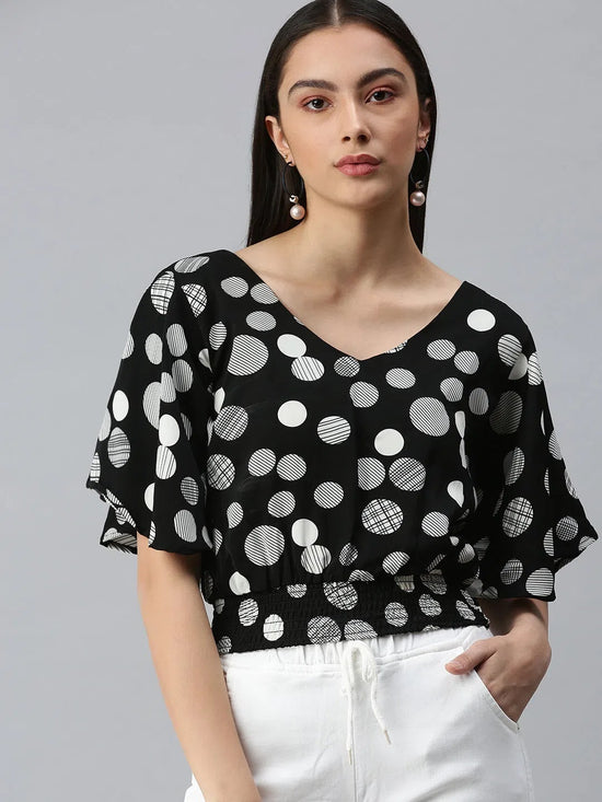 Women Black Solid Crop Styled Back Top-AE-12035-Blackwhite