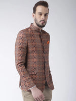 Hangup Men Standard Printed Men Formalwear-D315ButtonBlazer