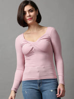 Women's Pink Solid Top-PC-8138-Pink