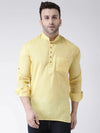 Hangup Men Slim Solid Men's Indian Wear-YellowShortKurta