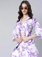 Women White Tie Dye Co-Ords-AE-16014-Whitepurple