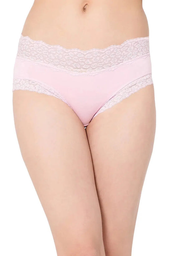 Clovia Mid Waist Hipster Panty in Baby Pink - Cotton