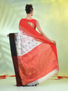 White Cotton Ikat Saree With Ganga Jamuna Border-MA66BCT431380075