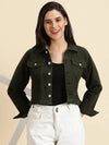 Women's Olive Solid Open Front Jacket-GZ-5599-Olive