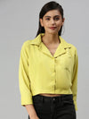 Women's Lime Green Solid Top-AE-10290-Limegreen