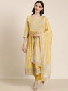 Women Mustard Floral Kurta Set-GW-3684-Mustard