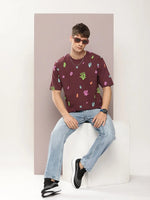 Dillinger Maroon Graphic Oversized T-shirt-DLMOV242WINE-S