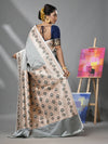 Grey Katan Silk Banarasi Saree With Ethnic Motifs And Zari Woven Designs-MA52KA441380084