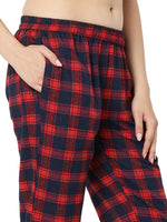 Smarty Pants Women's Brush Cotton Blue & Red Color Checks Night Suit