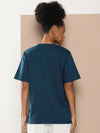 Difference of Opinion Blue Graphic Oversized T-Shirt-DOWMN307PED-XS