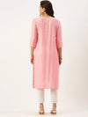 Women's Pink Embroidered Straight Kurtas-SB-48882-Pink