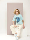 Dillinger Turquoise Blue Graphic Oversized T-Shirt-WMNCR413PTG-XS