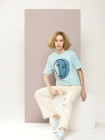 Dillinger Turquoise Blue Graphic Oversized T-Shirt-WMNCR413PTG-XS