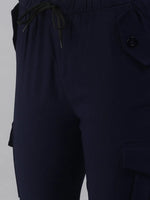 Women's Navy Blue Solid Joggers Track Pant-AN-9015-Navyblue