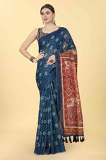 Subtle Pastel Glow Saree-SZ-INDIGO-1423