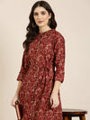 Women Maroon Paisley A-Line Kurta-RJF-034-Maroon