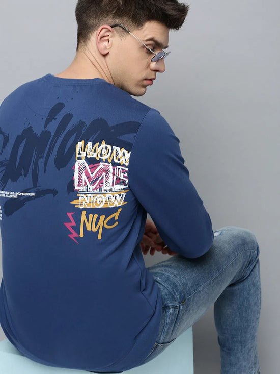 Men Blue Printed Casual Sweatshirt-BP-1415-Blue