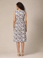 Assymetric Button Dress Off White and Blue