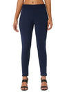 Smarty Pants Women's Cotton Lycra Ankle Length Navy Blue Color Trouser