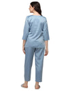 Smarty Pants Women's Silk Satin Slate Blue Color Night Suit Pair