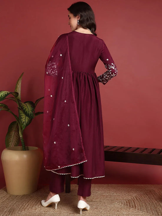 Ahika Cotton Solid Maroon Indian Ethnic