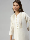 Women's White Solid Straight Kurta-UB-1235-Offwhite