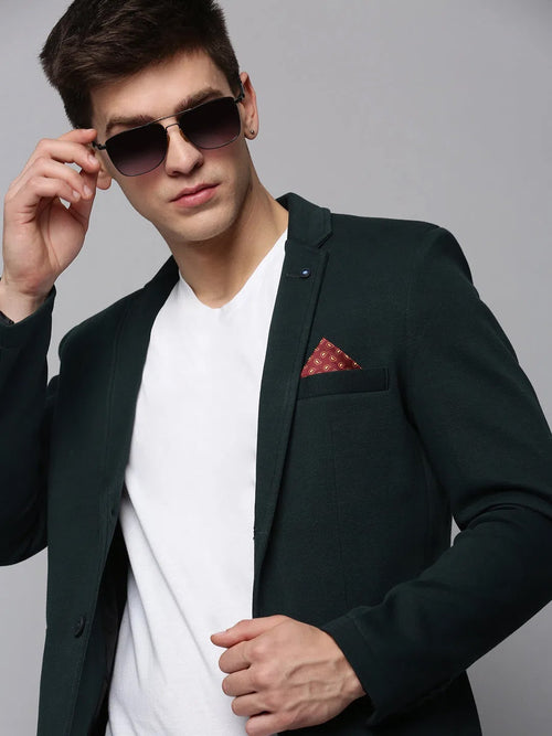 Men Green Solid Blazer-AR-020-Green