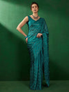 Saree Mall Women's Chiffon Teal Blue Embellished Designer Saree With Blouse Piece-VEDNSHI5063