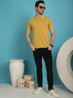 Venitian Men  Pique Matty Cotton Yellow Colour Polo Neck All Over Printed T-Shirt