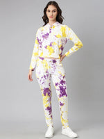 Women White Tie Dye Tracksuit-AF-2102-Whiteyellow