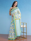 Saree Mall Women's Cotton White Printed Designer Saree With Blouse Piece-MINAXI4303