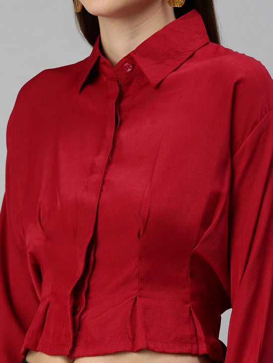 Women's Red Solid Tops-AE-7039-Red