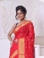 Red Cotton Saree With Zari Borders-MA64BCT401190038