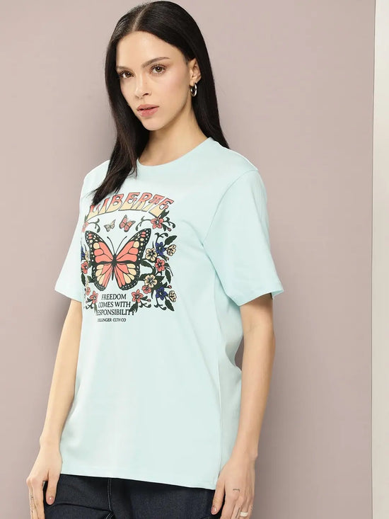 Dillinger Blue Graphic Oversized T-Shirt-WMNCR505PBL-XS