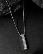 Silver Plated Men Chain With Rectangular Shaped AD Stone Studded Pendent-VOJ401