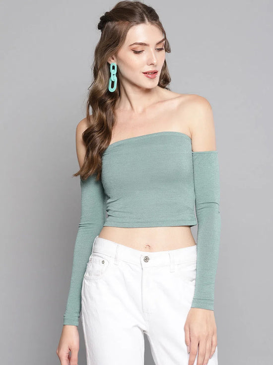 Veni Vidi Vici Sea Green Tube Full Sleeve Top