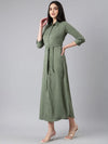 Women Olive Polka Dots Shirt Dress-AE-15992-Olive