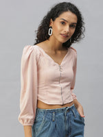 Women's Peach Solid Crop Tops-AE-10313-Peach