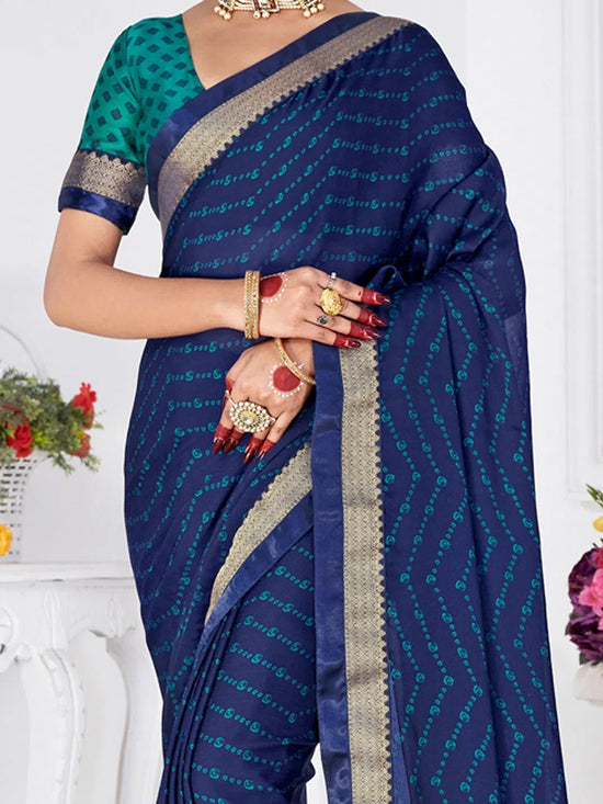 Saree Mall Women's Chiffon Blue Printed Designer Saree With Blouse Piece-SHMIKSA1002