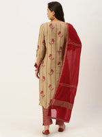 Women's Beige Printed Kurta Sets-FS-2199-Beige