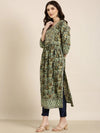 Women Teal Floral A-Line Kurta-RF-2040-Teal