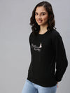 Women's Black Solid SweatShirt-AN-02-Black